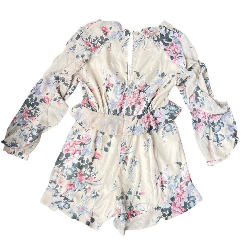 Few Moda Floral Ruffle Long Sleeve Romper - Size Medium - Picture 5 of 14